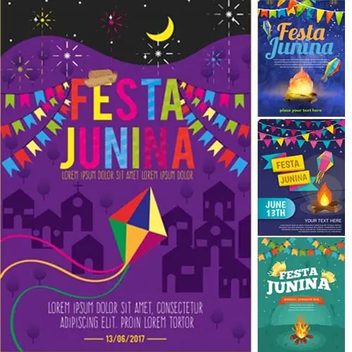Artes Editáveis Psd Festa Junina Banners Flyers Cartaz