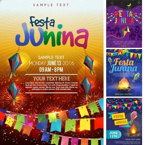 Artes Editáveis Psd Festa Junina Banners Flyers Cartaz