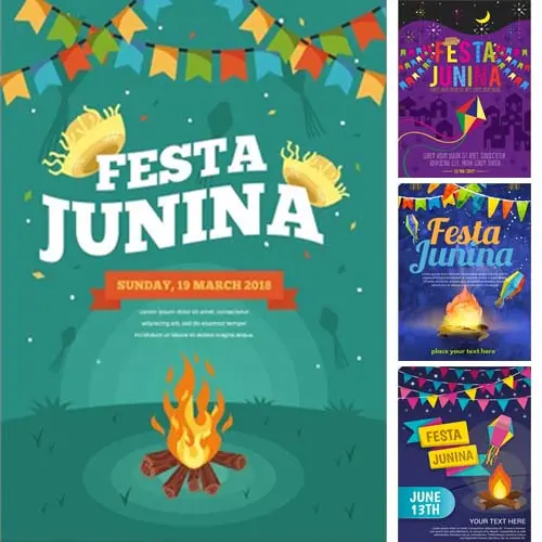 Artes Editáveis Psd Festa Junina Banners Flyers Cartaz