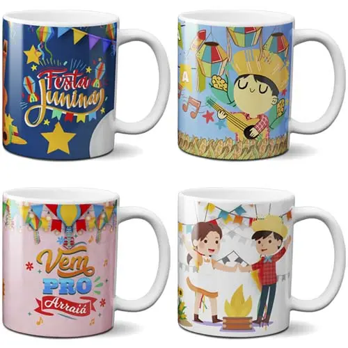 Estampas Canecas Festa Junina Arraiá 10 Artes Png Mockups