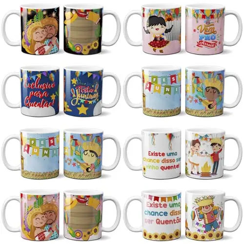 Estampas Canecas Festa Junina Arraiá 10 Artes Png Mockups