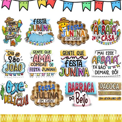 Kit Digital Frases Coloridas Festa Junina Sublimação Artes