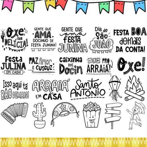 Kit Digital Frases Coloridas Festa Junina Sublimação Artes