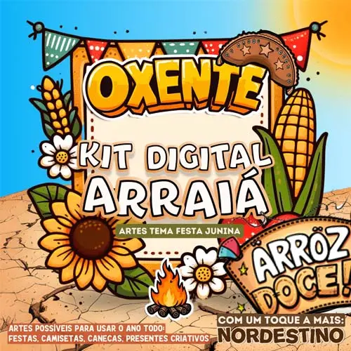 Kit Digital Artes Festa Junina Pandoca Png Sublimação Arraiá