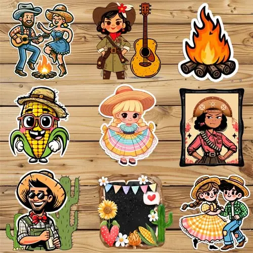Kit Digital Artes Festa Junina Pandoca Png Sublimação Arraiá