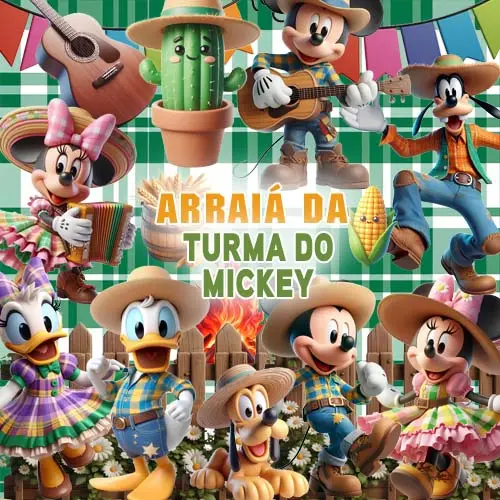 Kit Digital Artes Festa Junina Disney Mickey Sublimação Png