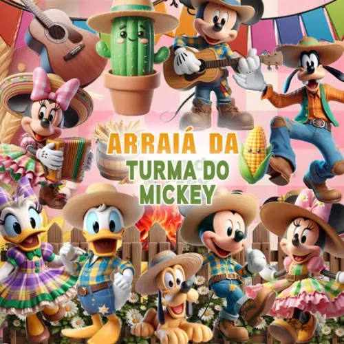 Pack Artes Festa Junina Disney Mickey Kit Digital Sublimação