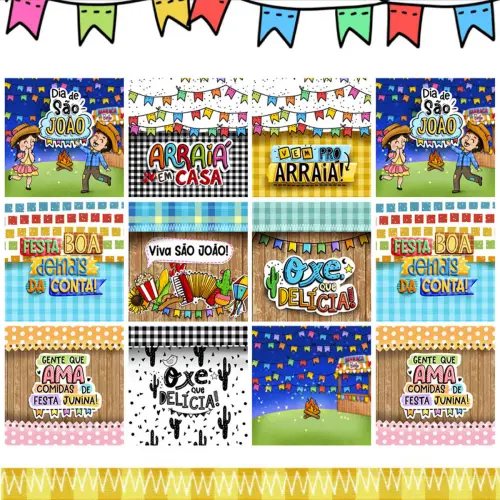 Pack Kit Digital Artes Frases Coloridas Png Festa Junina