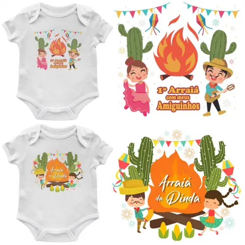 Pacote 50 Artes Bodybaby Festa Junina Editáveis Bodybaby