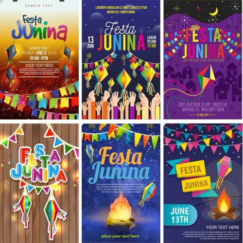 Pacote Artes Banners Flyers Cartaz Festa Junina Editáveis