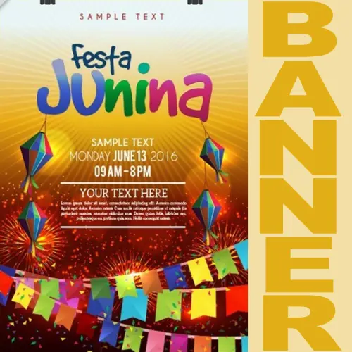 Pacote Artes Banners Flyers Cartaz Festa Junina Editáveis