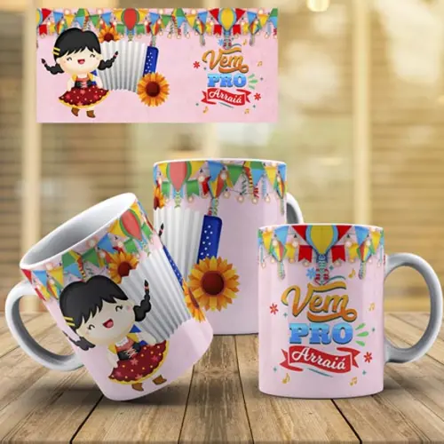 Pacote Artes Canecas Festa Junina Arraiá 10 Estampas Png