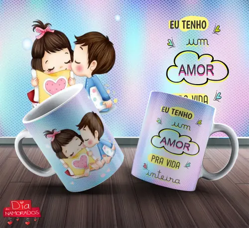 Artes Canecas Namorados Editáveis Corel Mockups Png
