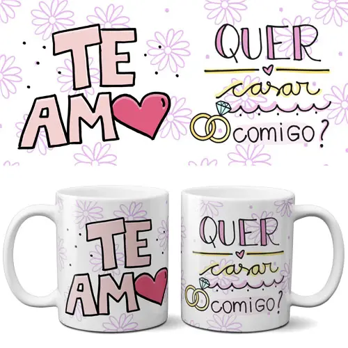 Artes Canecas Frases Coloridas Namorados Mockups