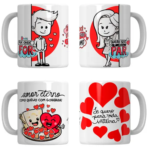 Artes Canecas Dia Namorados Sublimação 70 Estampas Pandoca