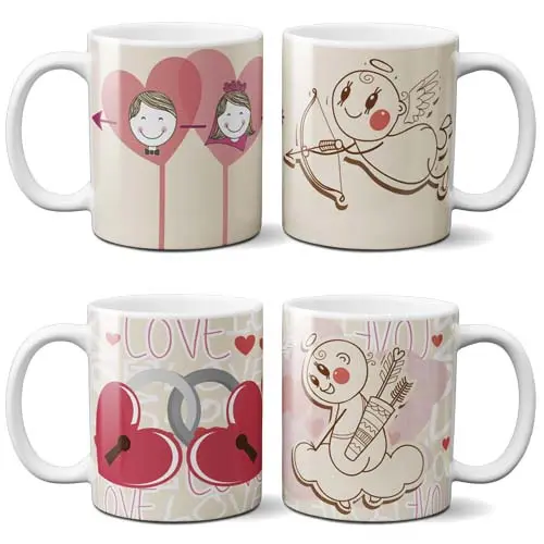 Artes Canecas Cupido Namorados Editável Estampas Sublimação