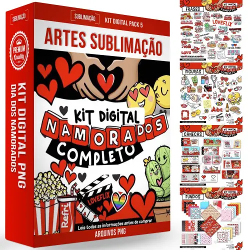 Artes Dia dos Namorados Pack 5 Frases Decorativas Png