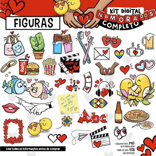 Artes Dia dos Namorados Pack 5 Frases Decorativas Png