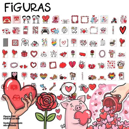 Artes Digitais Pandoca Namorados Pack7 Frases Coloridas