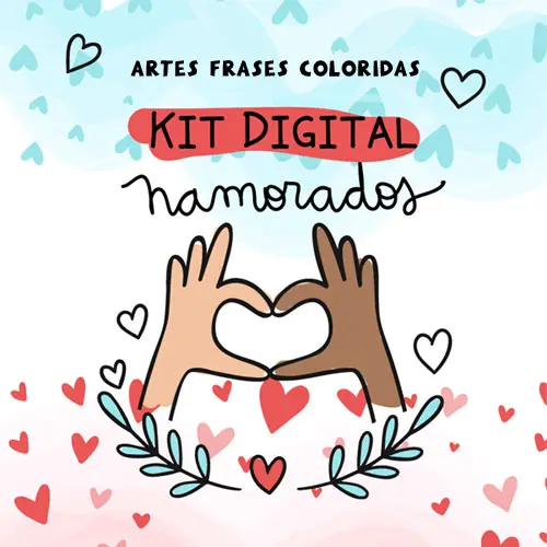 Artes Digitais Dia Namorados Frases Coloridas Pandoca Pack 1