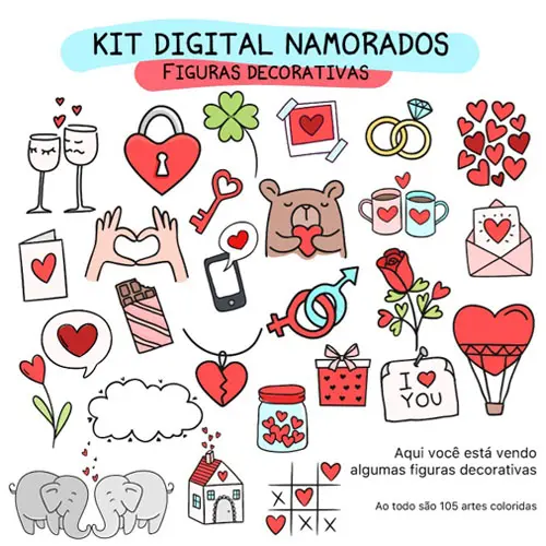 Artes Digitais Dia Namorados Frases Coloridas Pandoca Pack 1