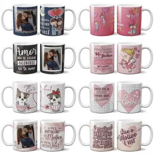 Artes Sublimação Canecas Namorados Sublimação 40 Estampas