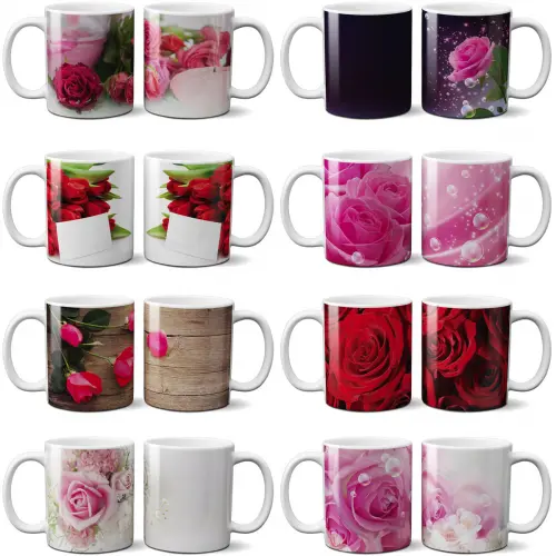 Artes Sublimação Canecas Flores Namorados Png Mockups