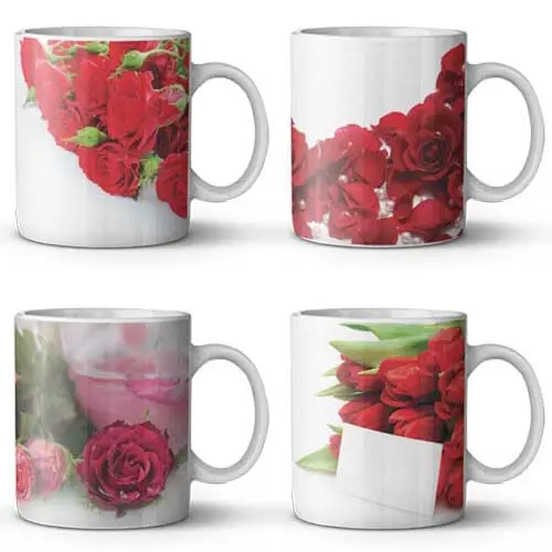 Estampas Canecas Flores Rosas Sublimação Namorados