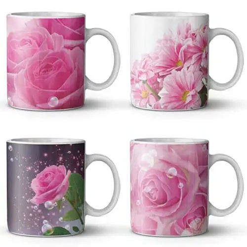 Estampas Canecas Flores Rosas Sublimação Namorados