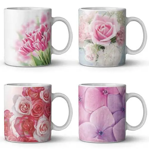 Estampas Canecas Flores Rosas Sublimação Namorados