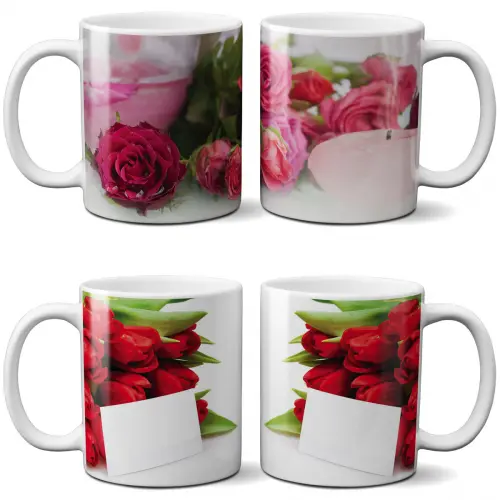 Estampas Canecas Flores Rosas Artes Dia dos Namorados