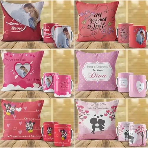Estampas Canecas Almofadas Dia Namorados Artes Mockups