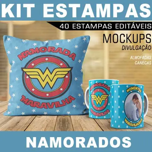 Estampas Canecas Almofadas Dia Namorados Artes Mockups