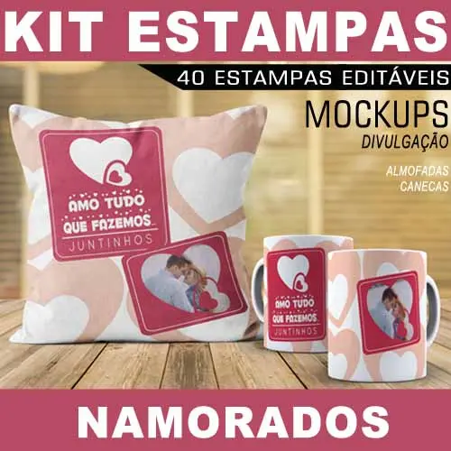 Estampas Canecas Almofadas Dia Namorados Artes Mockups