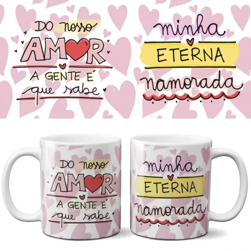 Estampas Canecas Frases Coloridas Namorados Mockups