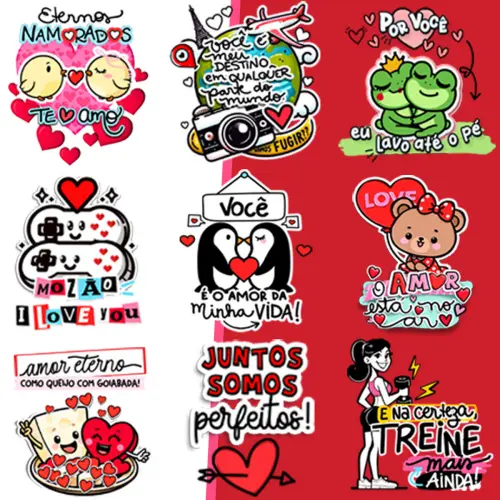 Estampas Dia Namorados Pack6 Frases Coloridas Artes Pandoca