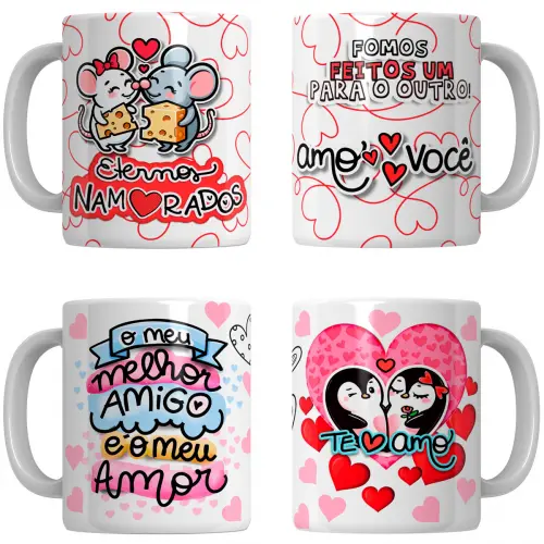 Estampas Dia Namorados Sublimação 70 Artes Pandoca Canecas