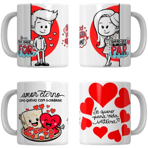 Estampas Dia Namorados Sublimação 70 Artes Pandoca Canecas