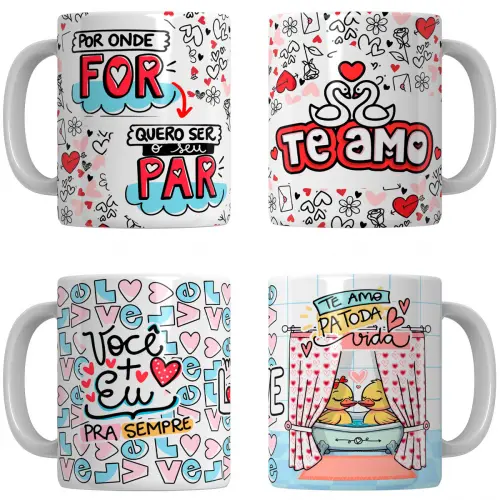 Estampas Dia Namorados Sublimação 70 Artes Pandoca Canecas