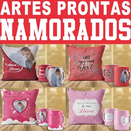 Estampas Namorados Canecas Almofadas Sublimação 40 Artes