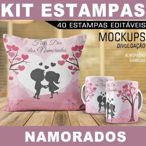 Estampas Namorados Canecas Almofadas Sublimação 40 Artes