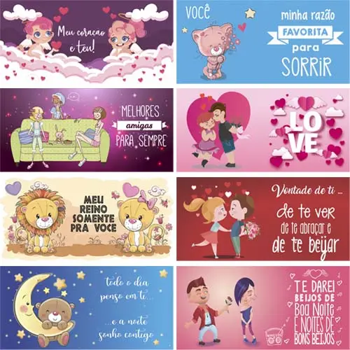 Estampas Sublimação Canecas Amor Amizade Editáveis Namorados