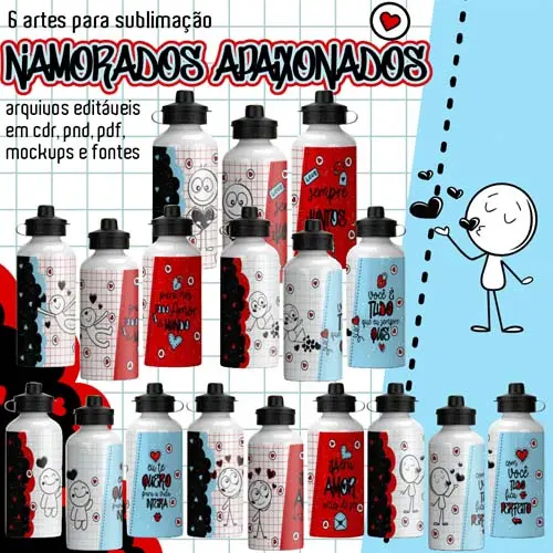 Artes Dia dos Pais Sublimação Garrafinhas Squeezes Estampas Mockups