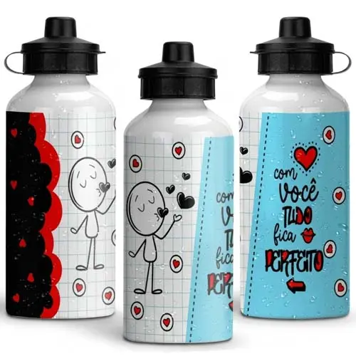 Estampas Dia Namorados Sublimação Garrafinhas Squeezes Artes