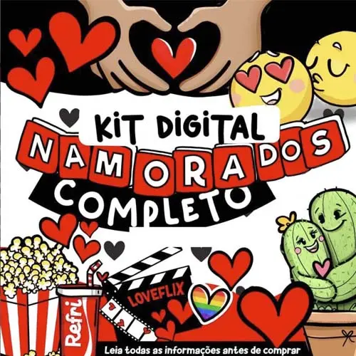 Kit Digital Namorados Frases Ilustradas Artes Pack 5 Mockups