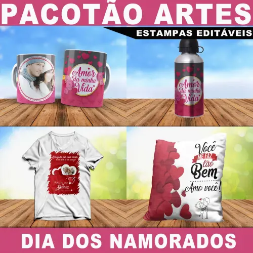 Kit Artes Editáveis Super Pacote Namorados Mockups