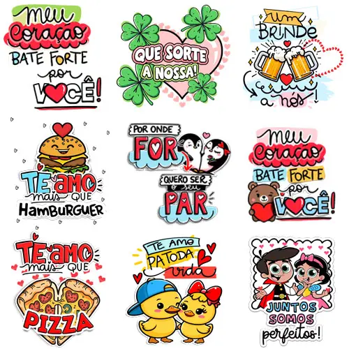 Kit Digital Png Artes Pandoca Frases Dia dos Namorados Pack6