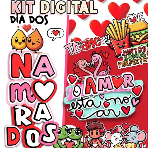 Kit Digital Png Artes Pandoca Frases Dia dos Namorados Pack6