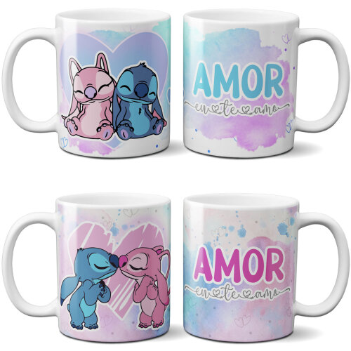 Pack Artes Canecas Stitch Angel +150 Arquivos Namorados