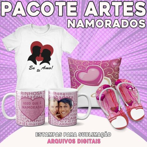 Pack Artes Namorados Estampas Sublimação Mockups Kit